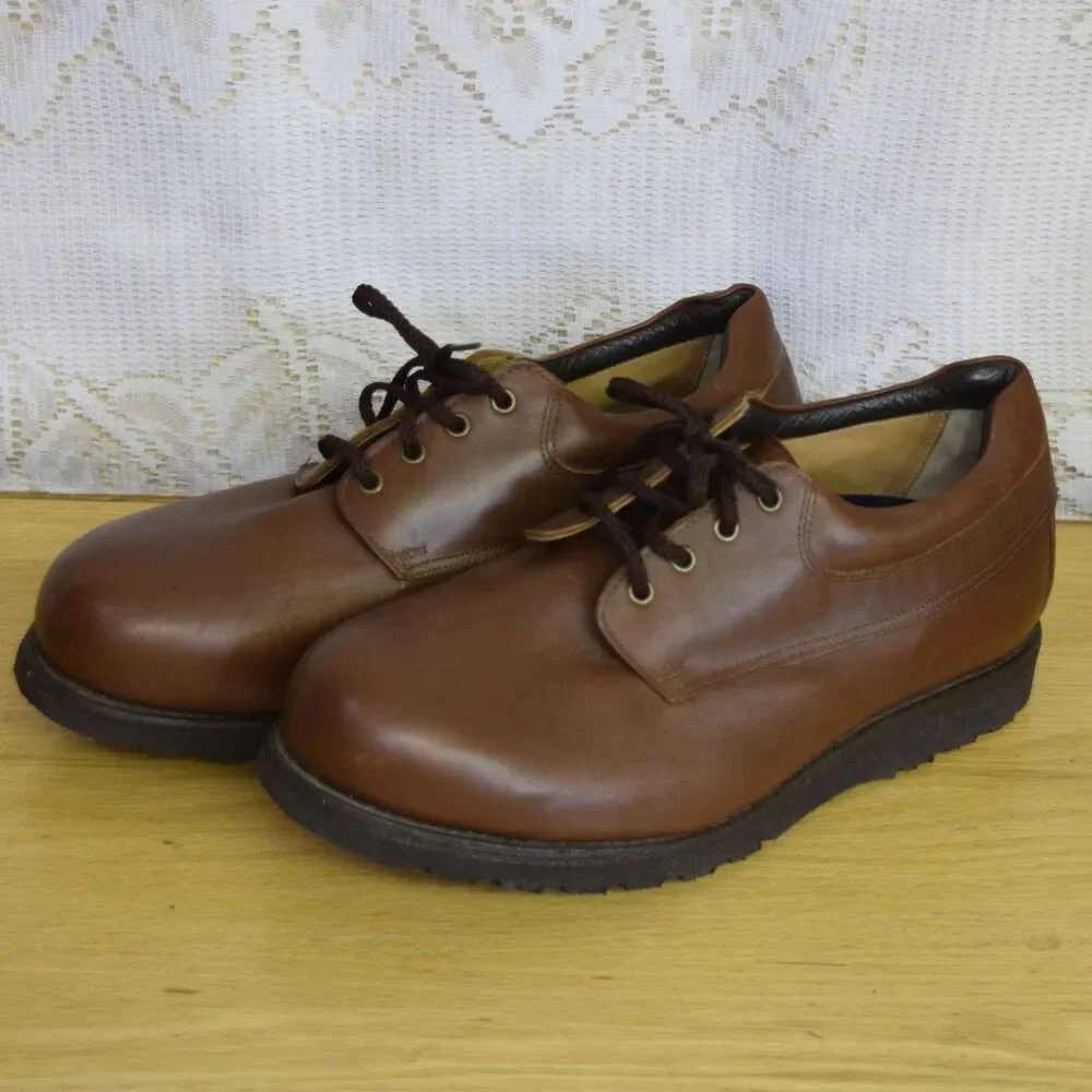 P.W. Minor Orthotic Mens Size 12 Lace Up Brown Leather Shoes Vibram Sole Comfort